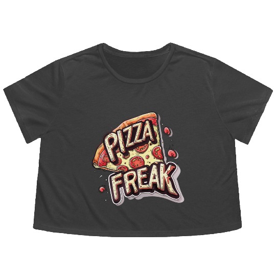 PIZZA FREAK FAST FOOD LOVER Flowy Cropped Tees