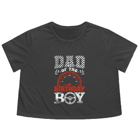 Car Racing Dad of Birthday Boy Formula race Car Flowy Cropped Tees