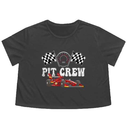 PIT CREW Race Car Flowy Cropped Tees - Hosting Parties