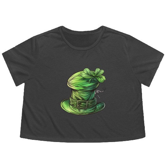 St Patrick Irish Green Hat Flowy Cropped Tees