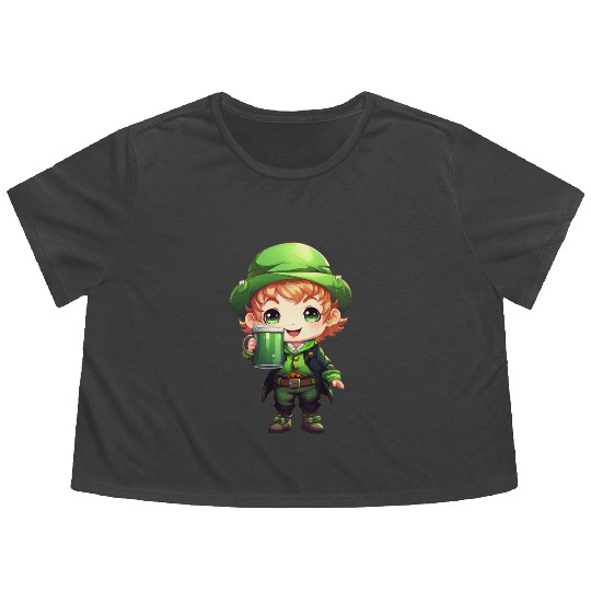 Green Beer on St Patricks Day Flowy Cropped Tees