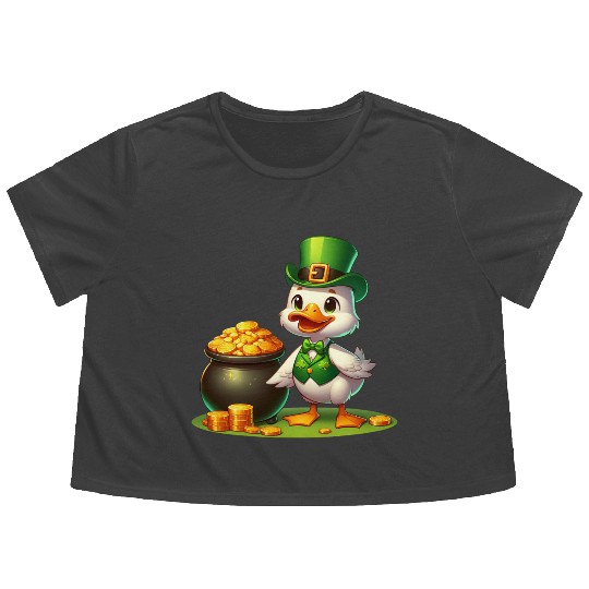St. Patrick's Day Elephant Green Flowy Cropped Tees