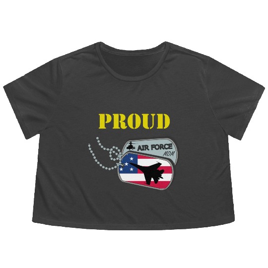 Proud Air Force Mom Flowy Cropped Tees