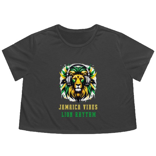 Jamaica lion reggae design Flowy Cropped Tees