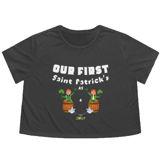Husband Wife ,Our First St Patrick's Day As Mr&Mrs Flowy Cropped Tees