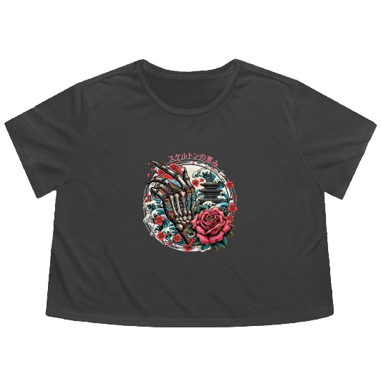 Skeleton's Sakura Flowy Cropped Tees