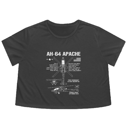 AH-64 Apache Attack Helicopter Specs Military AH64 Flowy Cropped Tees