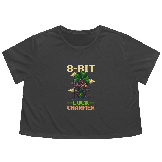 St. Patricks Day Gaming 8-Bit Luck Charmer Flowy Cropped Tees