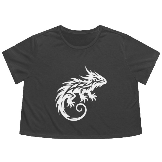 Shaggy Bearded Dragon Tribal Dragon Tattoo Flowy Cropped Tees