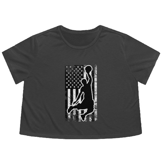 US Flag Basketball Flowy Cropped Tees