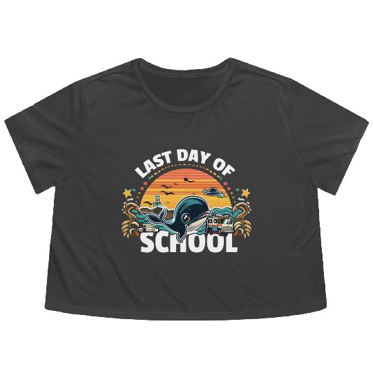 Last Day Of School Teacher Student Flowy Cropped Tees
