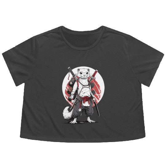 Ninja Samurai Anime Ferret Manga Warrior Flowy Cropped Tees