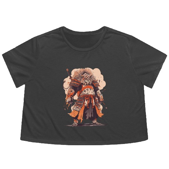 Samurai Katana Sword Anime Lion Manga Warrior Flowy Cropped Tees