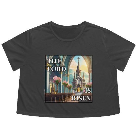 Happy Easter Sunday in Church Flowy Cropped Tees