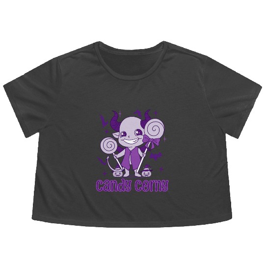 Candy Corny Cute Ghost Flowy Cropped Tees