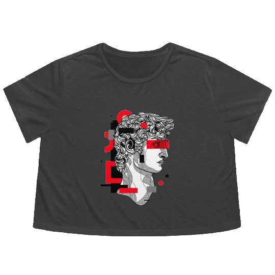 "Mythical Majesty: Greek King Design" Flowy Cropped Tees