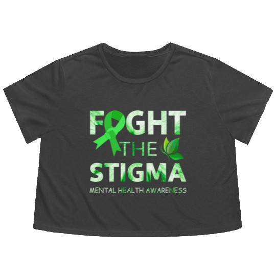 Fight The Stigma Mental Health Awareness Green Flowy Cropped Tees