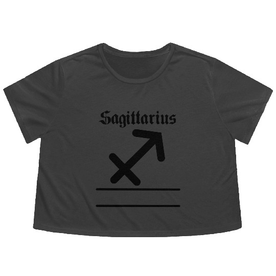 Sagittarius zodiac sign with above letters Flowy Cropped Tees
