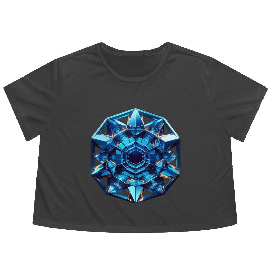 Sapphire Abstract Crystal Flowy Cropped Tees