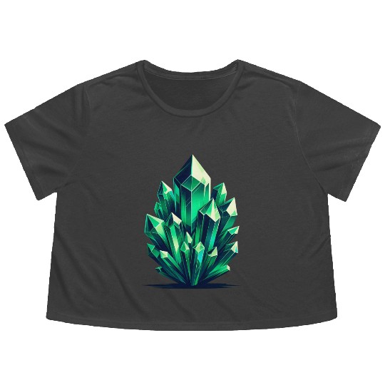 Emerald Crystal Fragments Flowy Cropped Tees