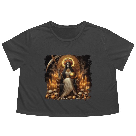 La Santa Muerte Saint Death Flowy Cropped Tees