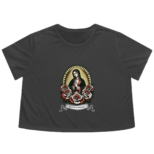 Our lady of Guadalupe Flowy Cropped Tees