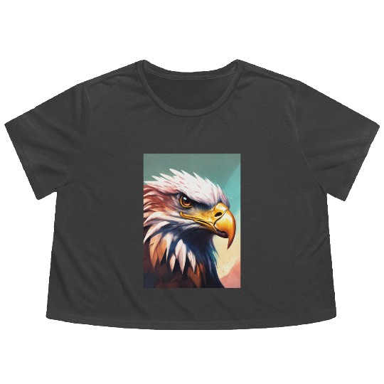 image of an angry eagle in a contemporary medieval Flowy Cropped Tees