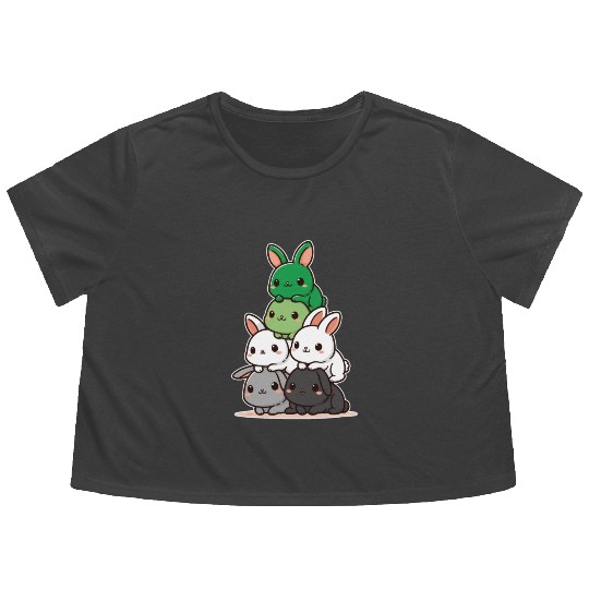 Bunnies Aromantic Flag Pride Month Cute Bunny Flowy Cropped Tees