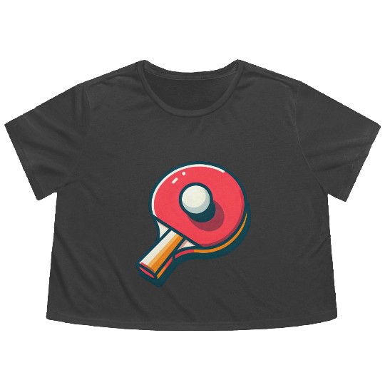 Ping Pong Paddle and Ball Flowy Cropped Tees