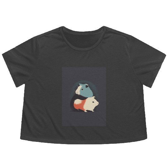 Guinea Pig 1 - Japanese Retro Art Flowy Cropped Tees