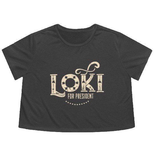 Loki For President Funny History Flowy Cropped Tees