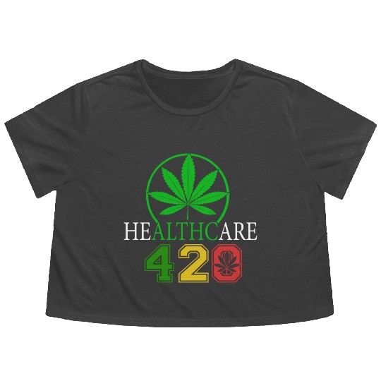 Silly 420 Healthy Herb Weed Marijuana Design Flowy Cropped Tees