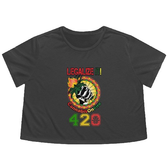 Comedic 420 Legal Herb Weed Marijuana Design Flowy Cropped Tees