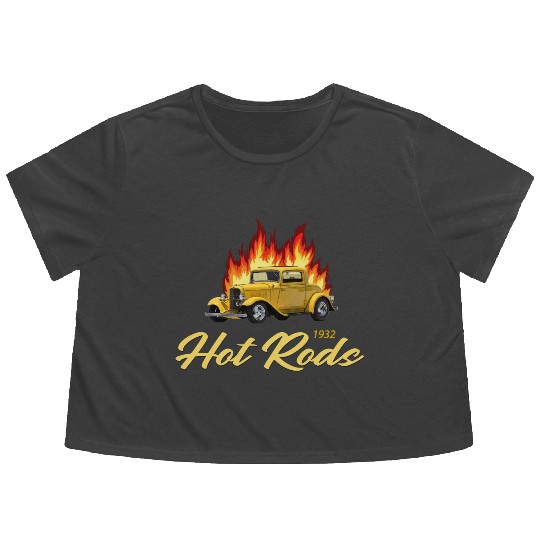 1932 VINTAGE HOT ROD CAR Flowy Cropped Tees