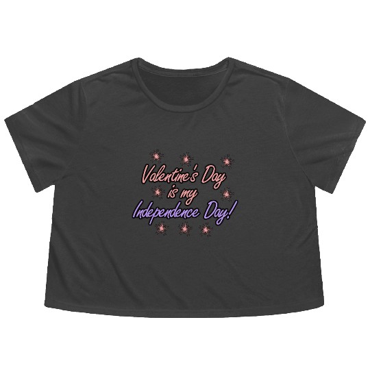 Single Alone Lonely valentine's day joke Flowy Cropped Tees