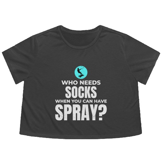 Barefoot Water Skiing Extreme Sports Barefooting Flowy Cropped Tees