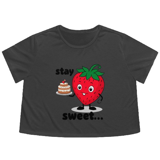 strawberry smile remains sweet Flowy Cropped Tees