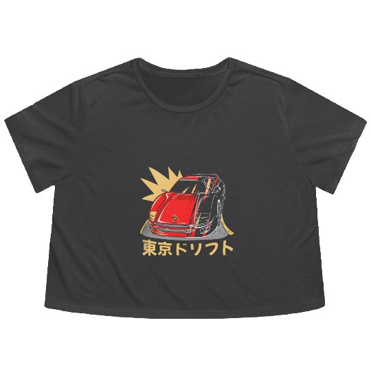 japanese sports car jdm anime Flowy Cropped Tees