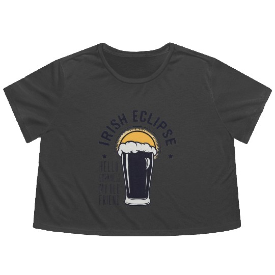 Irish Solar Eclipse - Hello Darkness My Old Friend Flowy Cropped Tees