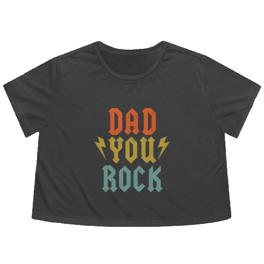 Fathers Day Funny Dad You Rock Guitar Vintage Flowy Cropped Tees