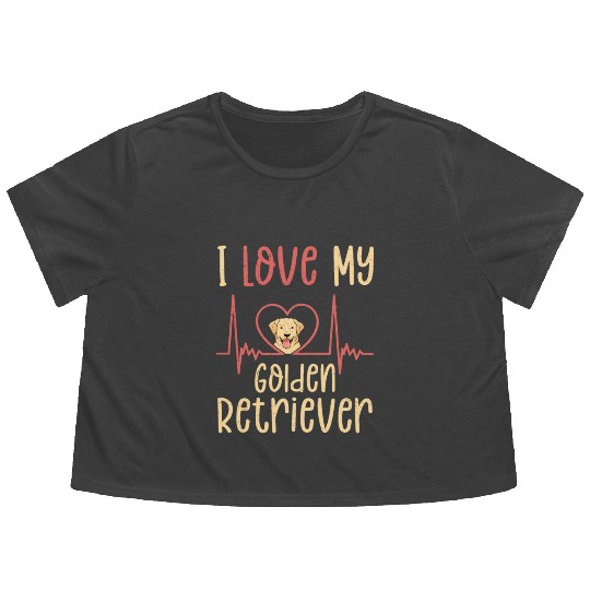 I Love My Golden Retriever Dog Owner Retriever Bre Flowy Cropped Tees