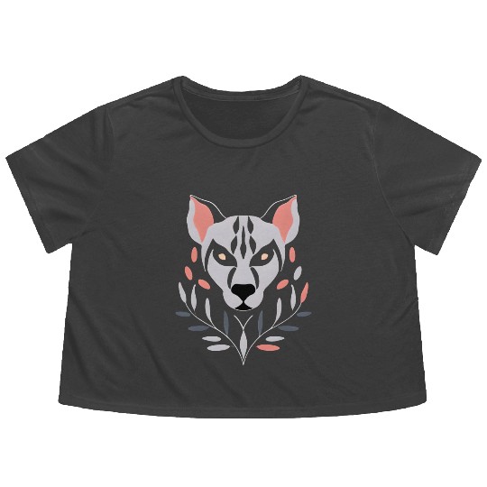 Hyena Symmetrical Design Flowy Cropped Tees