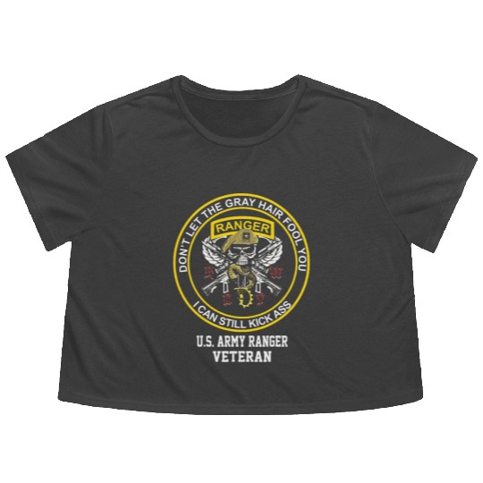 Retired US Army Ranger Veteran USA Military Vet Flowy Cropped Tees