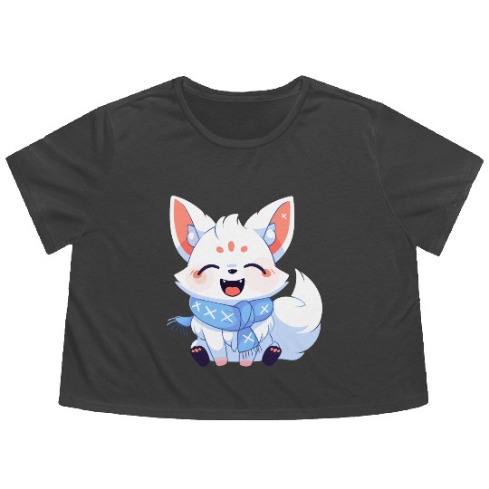 Japanese Fox Flowy Cropped Tees