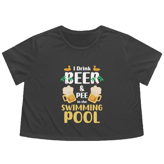 Swimming Pool Summer Cooling Off Friends Flowy Cropped Tees