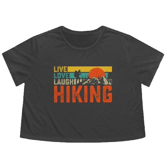 Live love laugh hiking Flowy Cropped Tees