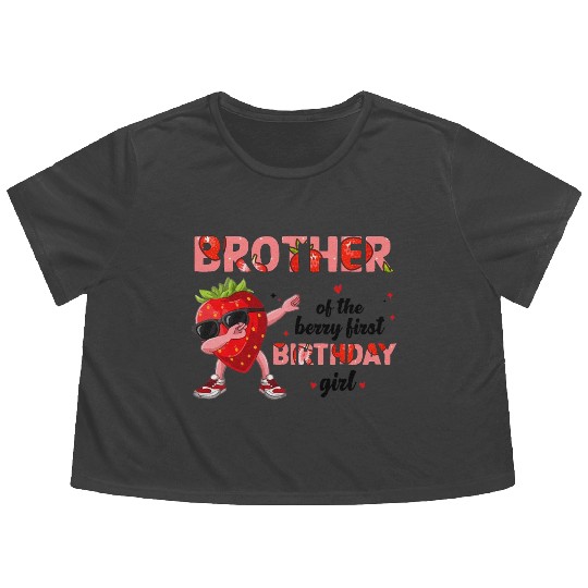 Brother of the Berry Sweet One Strawberry Flowy Cropped Tees