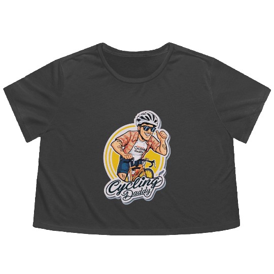 Cycling Daddy - Dad on bike - Father's Day Flowy Cropped Tees