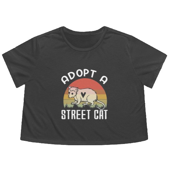 Adopt A Street Cat Funny Opossum Vintage Flowy Cropped Tees