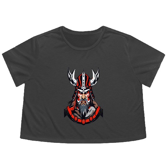 Warrior's Wrath,Veteran Warrior Portrait Flowy Cropped Tees